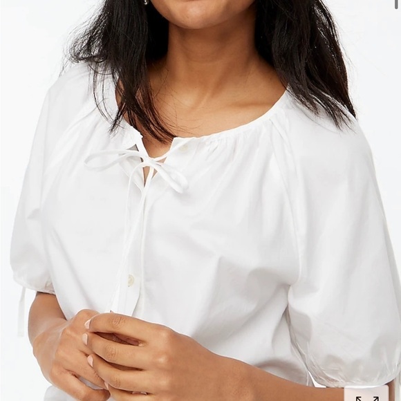 J crew button front top with tie sleeves white - Picture 3 of 4